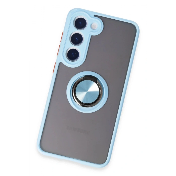 Newface Samsung Galaxy S23 Kılıf Montreal Yüzüklü Silikon Kapak - Buz Mavi