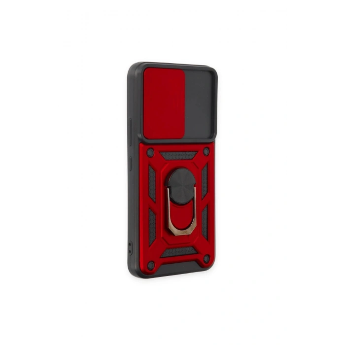 Newface Samsung Galaxy S23 Kılıf Pars Lens Yüzüklü Silikon - Kırmızı