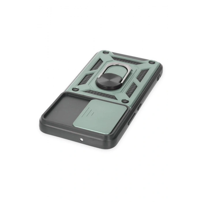 Newface Samsung Galaxy S23 Kılıf Pars Lens Yüzüklü Silikon - Yeşil