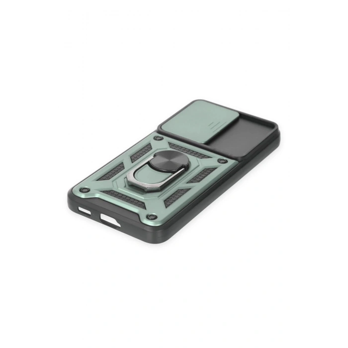 Newface Samsung Galaxy S23 Kılıf Pars Lens Yüzüklü Silikon - Yeşil