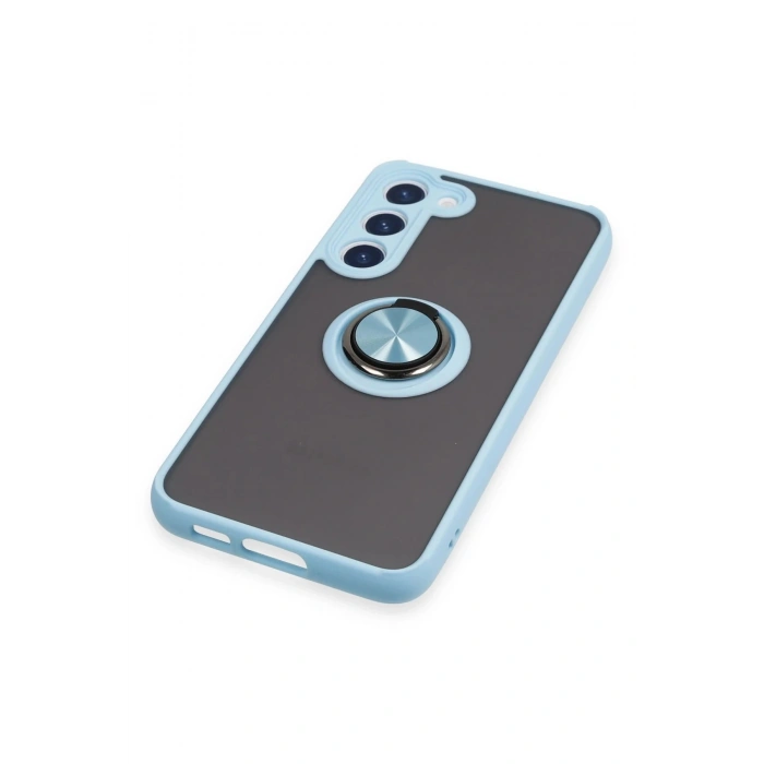 Newface Samsung Galaxy S23 Plus Kılıf Montreal Yüzüklü Silikon Kapak - Buz Mavi