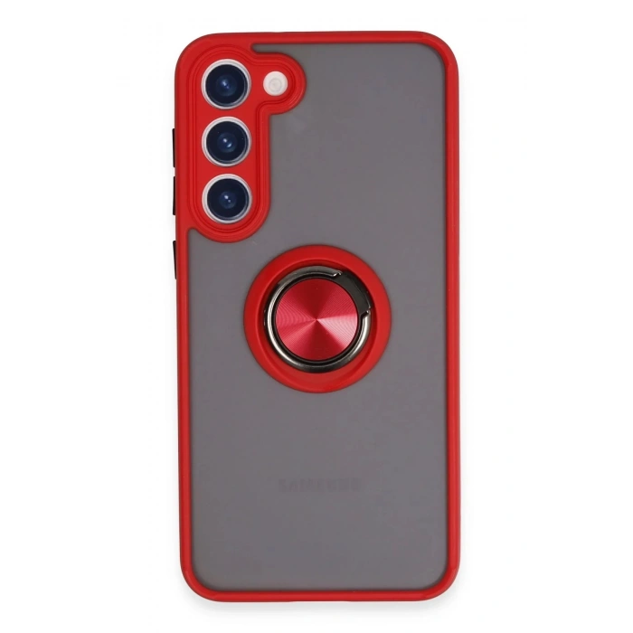 Newface Samsung Galaxy S23 Plus Kılıf Montreal Yüzüklü Silikon Kapak - Kırmızı