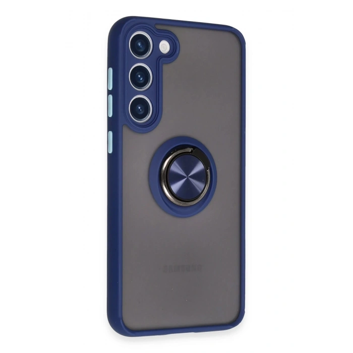 Newface Samsung Galaxy S23 Plus Kılıf Montreal Yüzüklü Silikon Kapak - Lacivert