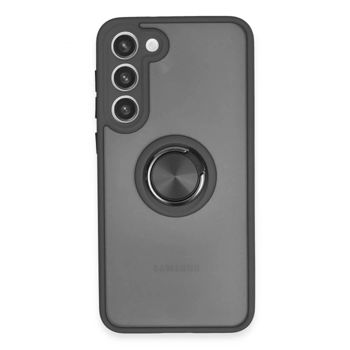 Newface Samsung Galaxy S23 Plus Kılıf Montreal Yüzüklü Silikon Kapak - Siyah