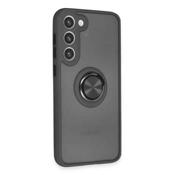 Newface Samsung Galaxy S23 Plus Kılıf Montreal Yüzüklü Silikon Kapak - Siyah
