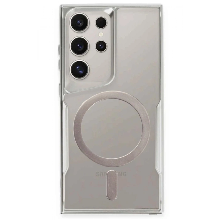 Newface Samsung Galaxy S23 Ultra Kılıf Boyi Magsafe Silikon Kapak - Gümüş