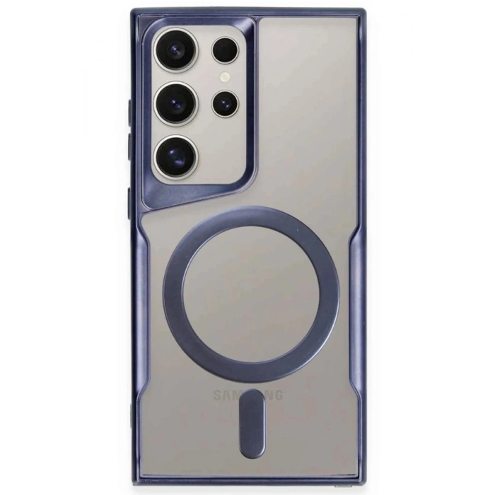 Newface Samsung Galaxy S23 Ultra Kılıf Boyi Magsafe Silikon Kapak - Lacivert