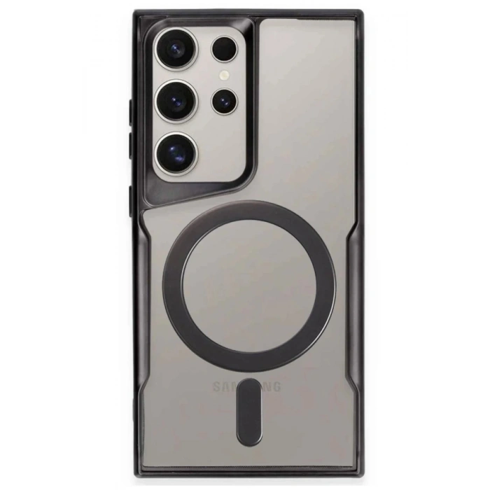 Newface Samsung Galaxy S23 Ultra Kılıf Boyi Magsafe Silikon Kapak - Siyah