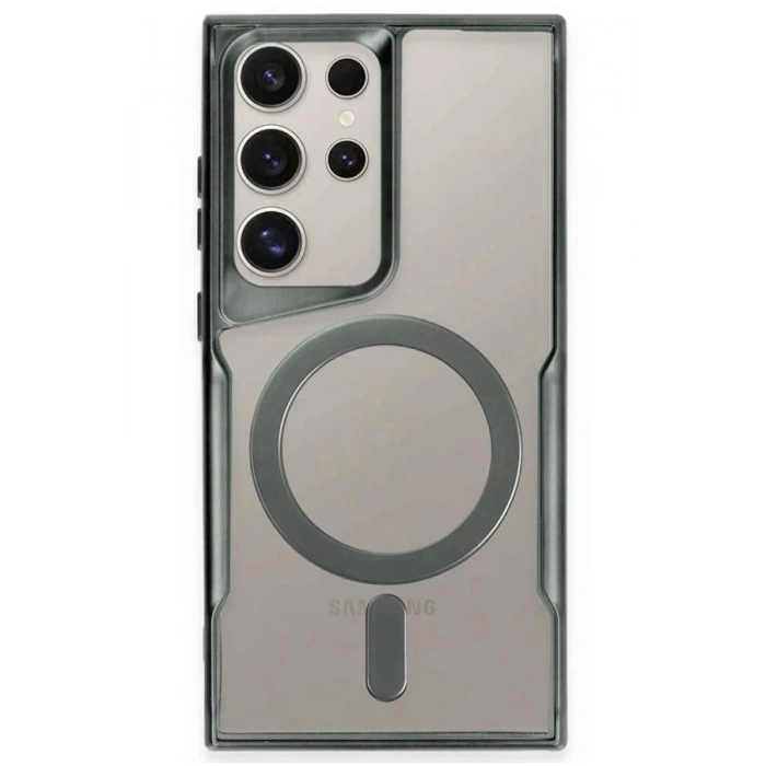 Newface Samsung Galaxy S23 Ultra Kılıf Boyi Magsafe Silikon Kapak - Yeşil