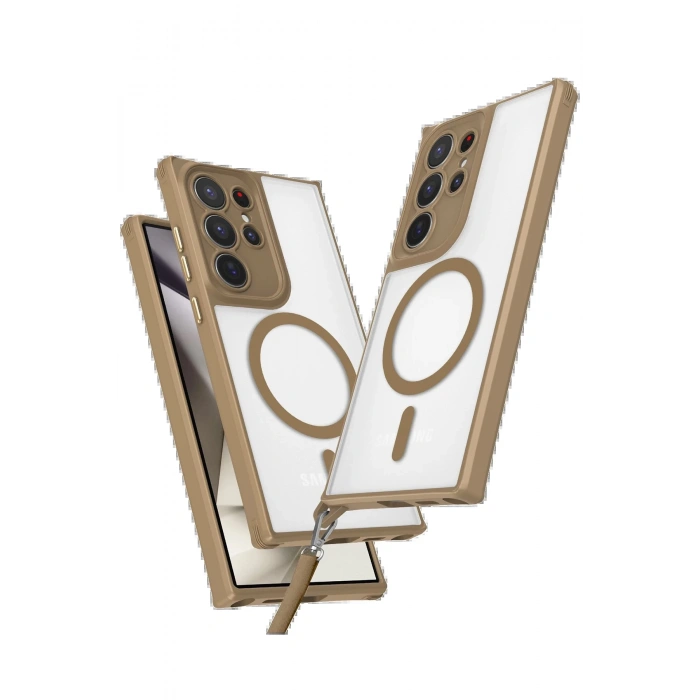 Newface Samsung Galaxy S23 Ultra Kılıf Enka Magsafe Silikon Kılıf - Desert