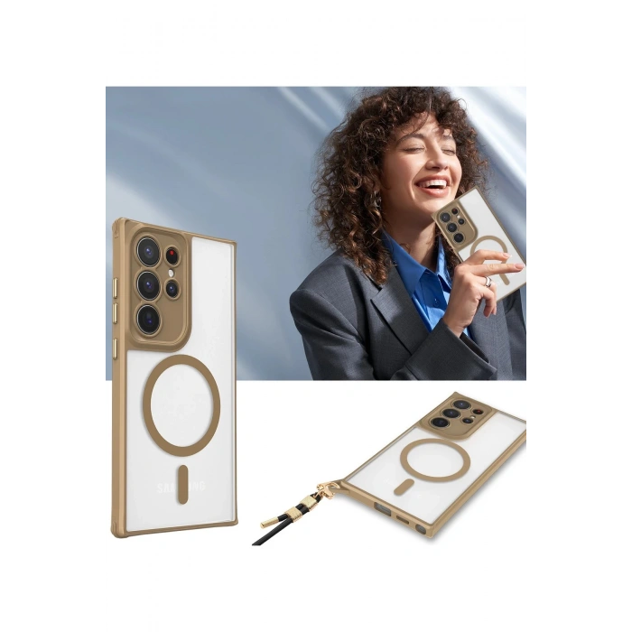 Newface Samsung Galaxy S23 Ultra Kılıf Enka Magsafe Silikon Kılıf - Titan Gri