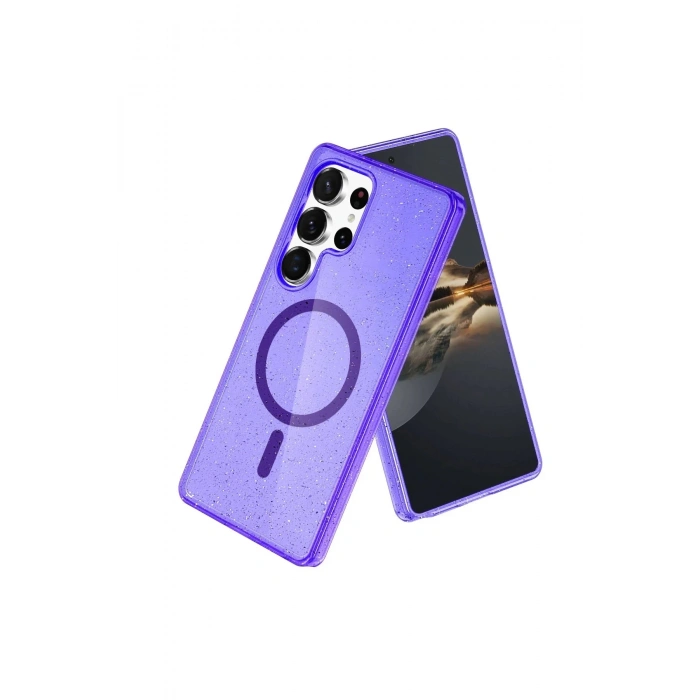 Newface Samsung Galaxy S23 Ultra Kılıf Glow Magsafe Kapak - Mor