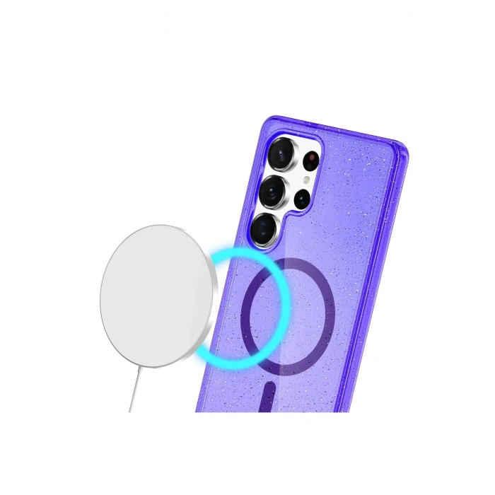 Newface Samsung Galaxy S23 Ultra Kılıf Glow Magsafe Kapak - Mor