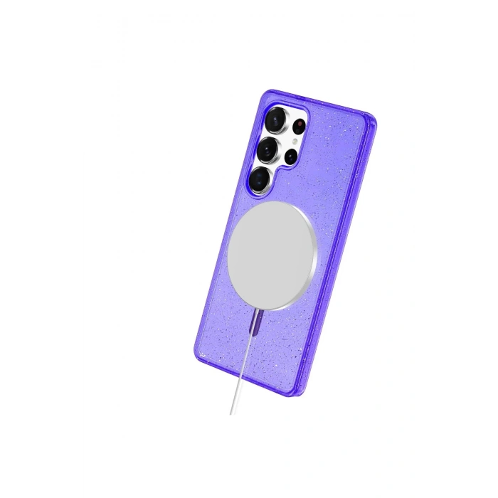 Newface Samsung Galaxy S23 Ultra Kılıf Glow Magsafe Kapak - Mor