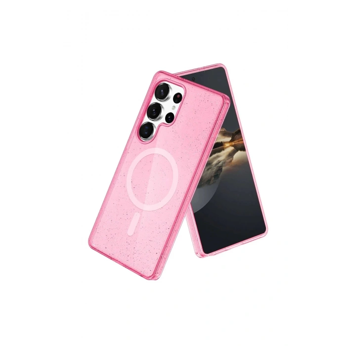 Newface Samsung Galaxy S23 Ultra Kılıf Glow Magsafe Kapak - Pembe