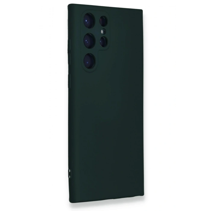 Newface Samsung Galaxy S23 Ultra Kılıf Nano içi Kadife Silikon - Koyu Yeşil