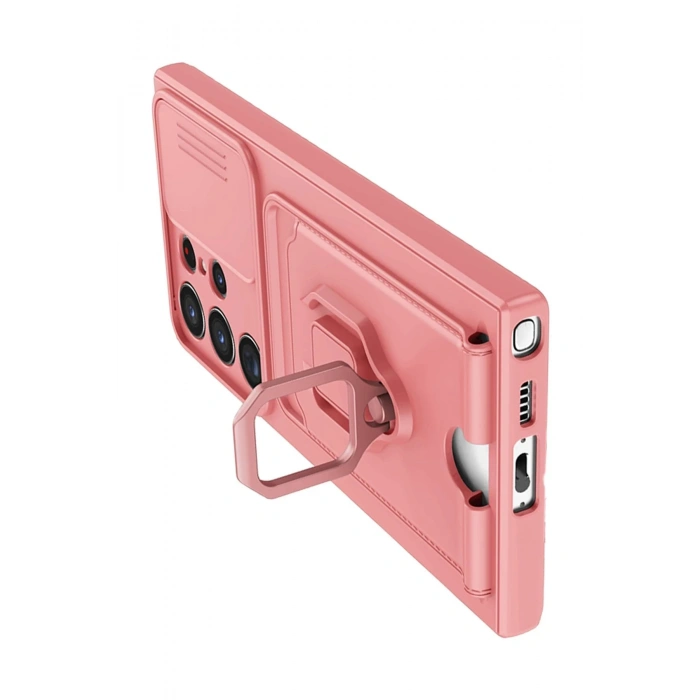 Newface Samsung Galaxy S23 Ultra Kılıf Zuma Kartvizitli Yüzüklü Silikon - Pembe