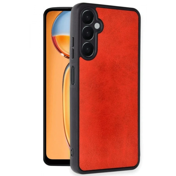 Newface Samsung Galaxy S24 FE Kılıf Aras Deri Kapak - Kırmızı