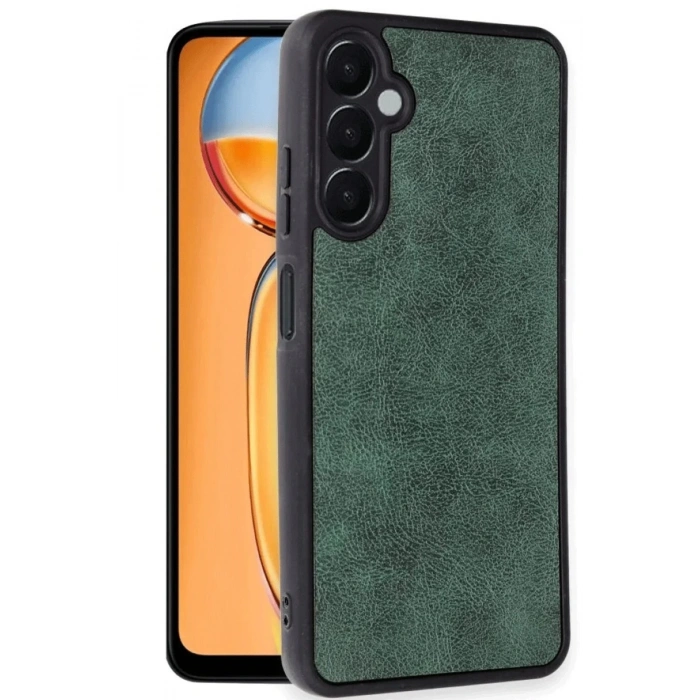 Newface Samsung Galaxy S24 FE Kılıf Aras Deri Kapak - Koyu Yeşil