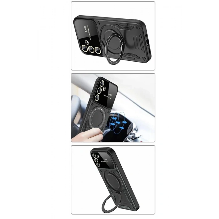 Newface Samsung Galaxy S24 FE Kılıf Joy Lens Standlı Kapak - Lacivert