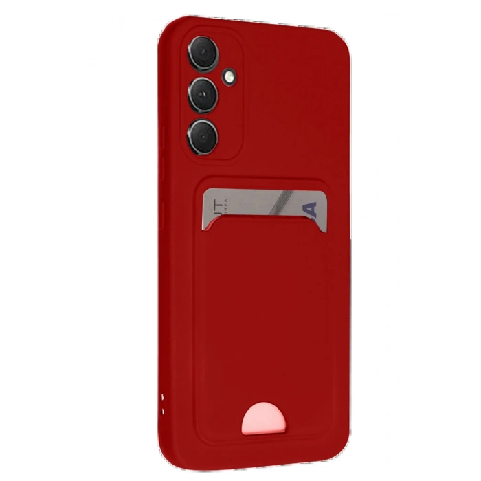 Newface Samsung Galaxy S24 FE Kılıf Kelvin Kartvizitli Silikon - Kırmızı