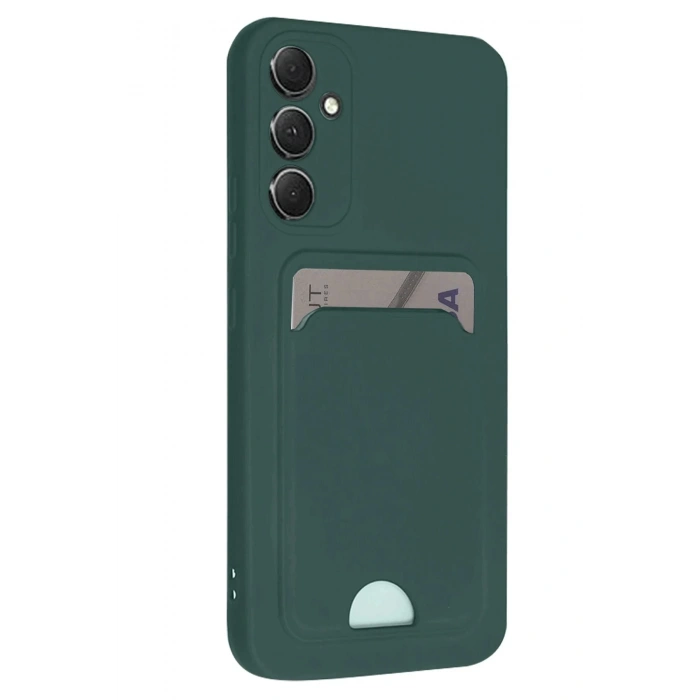 Newface Samsung Galaxy S24 FE Kılıf Kelvin Kartvizitli Silikon - Koyu Yeşil