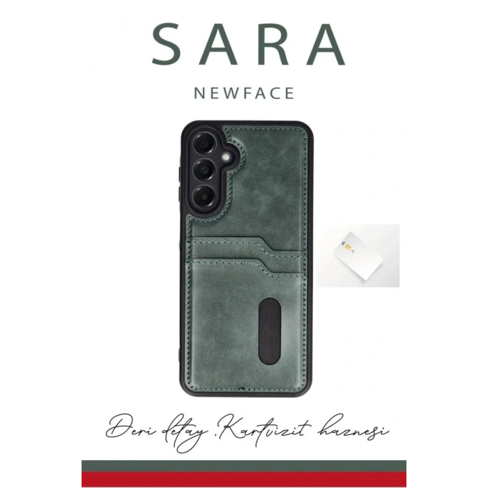 Newface Samsung Galaxy S24 FE Kılıf Sara Kartvizitli Deri Kılıf - Kırmızı