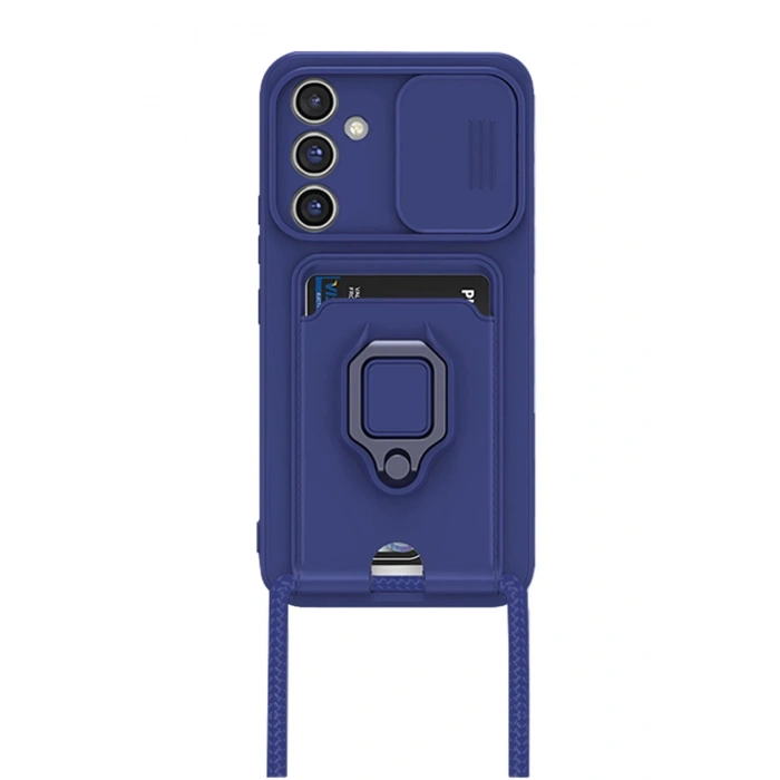 Newface Samsung Galaxy S24 FE Kılıf Zuma Kartvizitli Yüzüklü Silikon - Lacivert