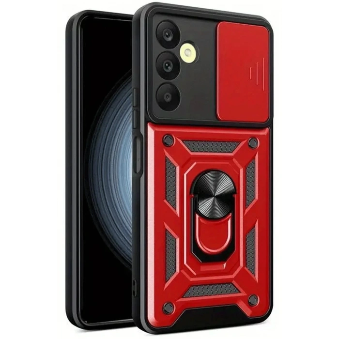 Newface Samsung Galaxy S24 FE Pars Lens Yüzüklü Silikon - Kırmızı