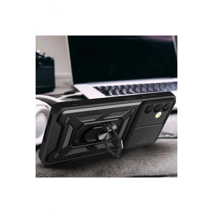 Newface Samsung Galaxy S24 FE Pars Lens Yüzüklü Silikon - Kırmızı