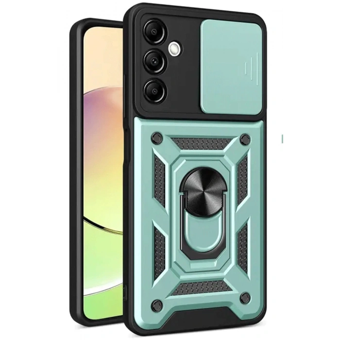 Newface Samsung Galaxy S24 FE Pars Lens Yüzüklü Silikon - Yeşil