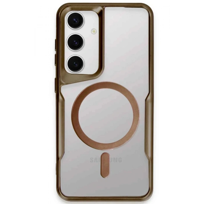 Newface Samsung Galaxy S24 Kılıf Boyi Magsafe Silikon Kapak - Kahverengi