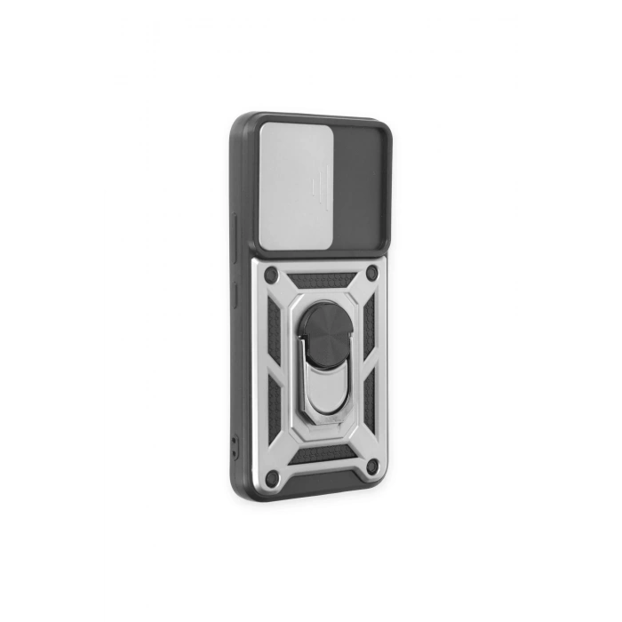 Newface Samsung Galaxy S24 Kılıf Pars Lens Yüzüklü Silikon - Gümüş