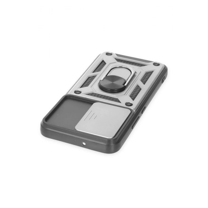 Newface Samsung Galaxy S24 Kılıf Pars Lens Yüzüklü Silikon - Gümüş