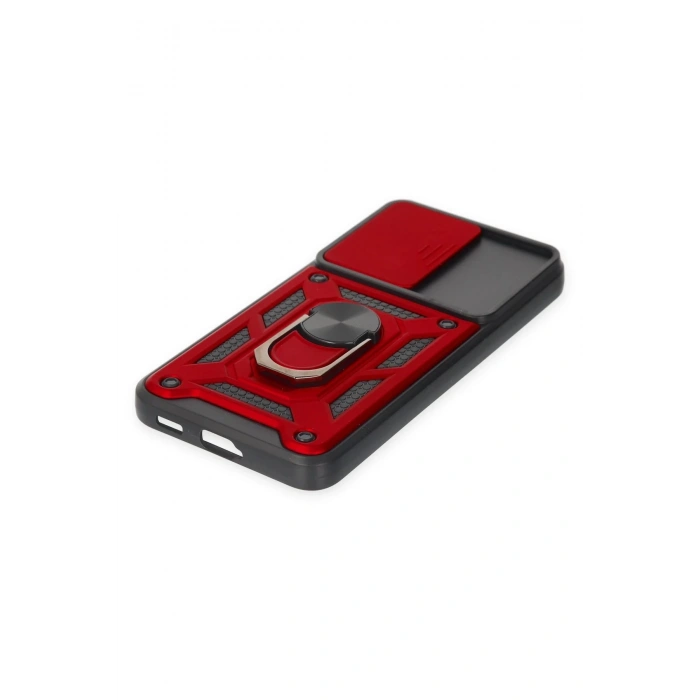 Newface Samsung Galaxy S24 Kılıf Pars Lens Yüzüklü Silikon - Kırmızı