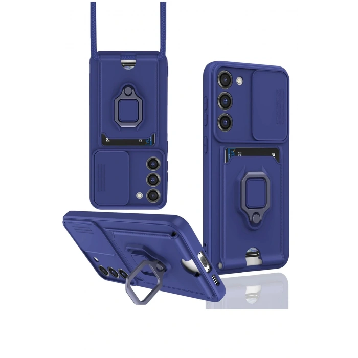 Newface Samsung Galaxy S24 Plus Kılıf Zuma Kartvizitli Yüzüklü Silikon - Lacivert