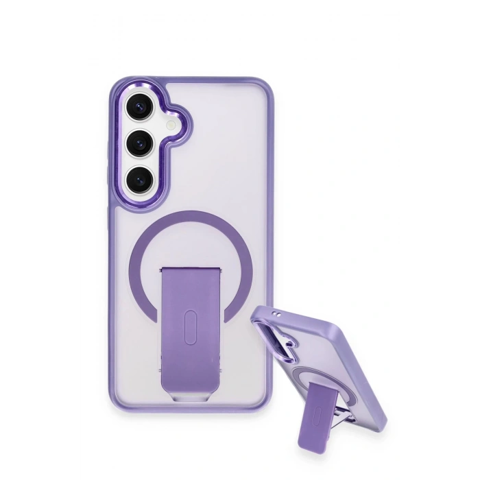 Newface Samsung Galaxy S24 Tork Magsafe Standlı Kapak - Lila