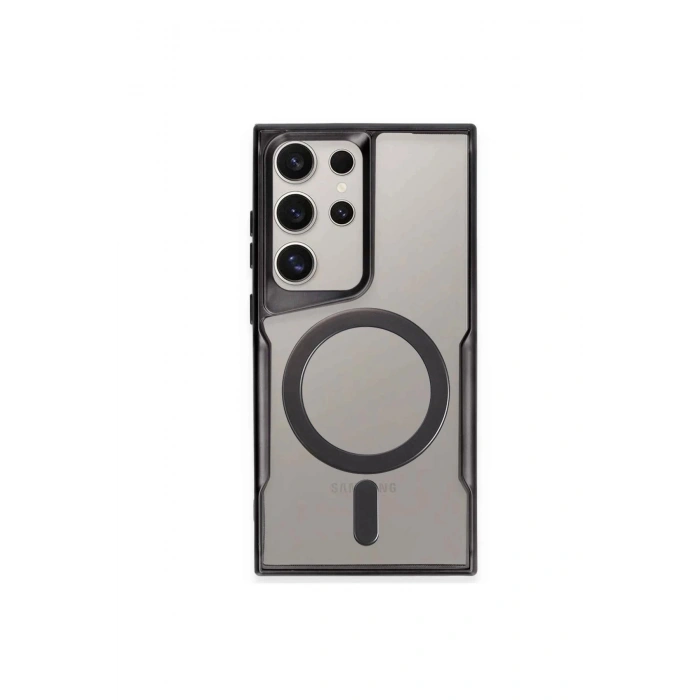 Newface Samsung Galaxy S24 Ultra Kılıf Boyi Magsafe Silikon Kapak - Siyah