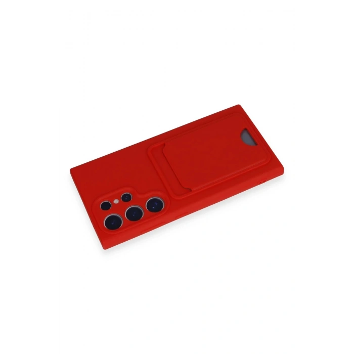Newface Samsung Galaxy S24 Ultra Kılıf Kelvin Kartvizitli Silikon - Kırmızı