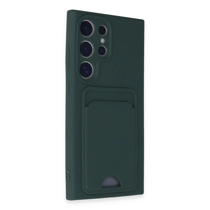 Newface Samsung Galaxy S24 Ultra Kılıf Kelvin Kartvizitli Silikon - Koyu Yeşil