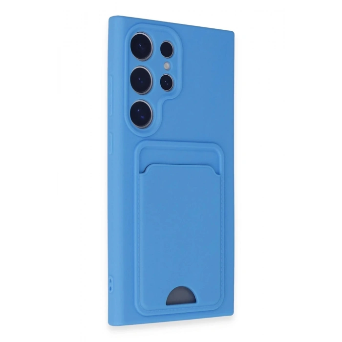 Newface Samsung Galaxy S24 Ultra Kılıf Kelvin Kartvizitli Silikon - Mavi