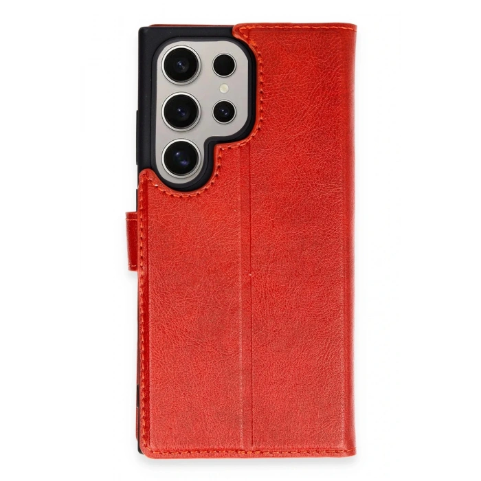 Newface Samsung Galaxy S24 Ultra Kılıf Trend S Plus Kapaklı Kılıf - Kırmızı