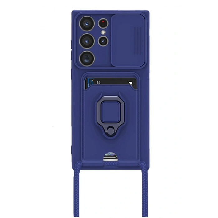 Newface Samsung Galaxy S24 Ultra Kılıf Zuma Kartvizitli Yüzüklü Silikon - Lacivert