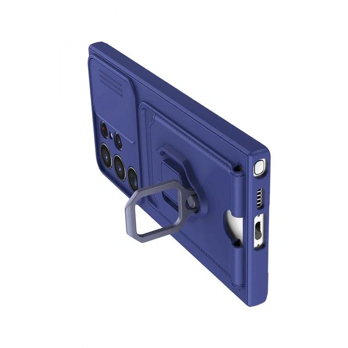 Newface Samsung Galaxy S24 Ultra Kılıf Zuma Kartvizitli Yüzüklü Silikon - Lacivert