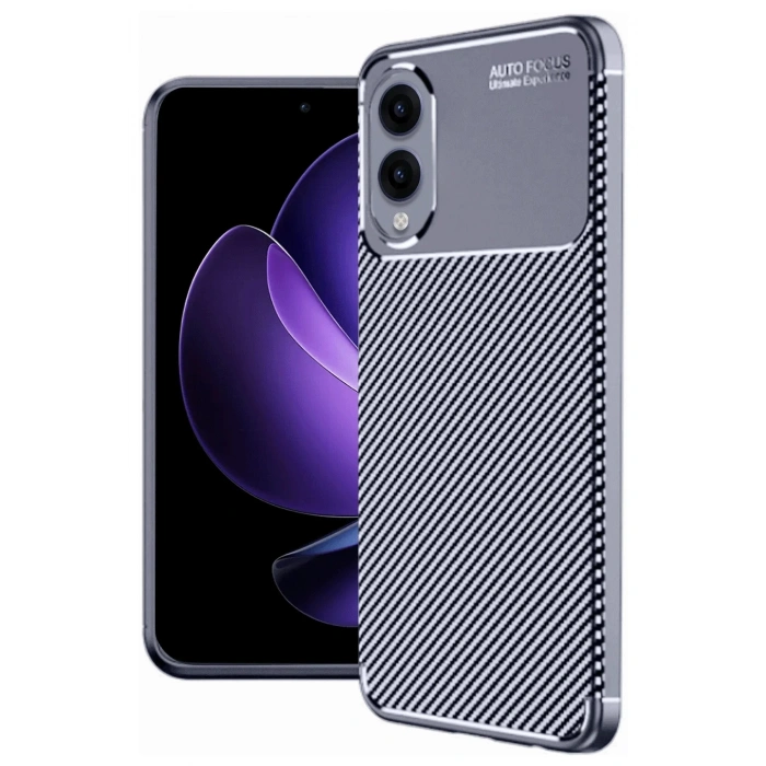 Newface Samsung Galaxy S25 Edge Kılıf Auto Focus Karbon Kapak - Lacivert