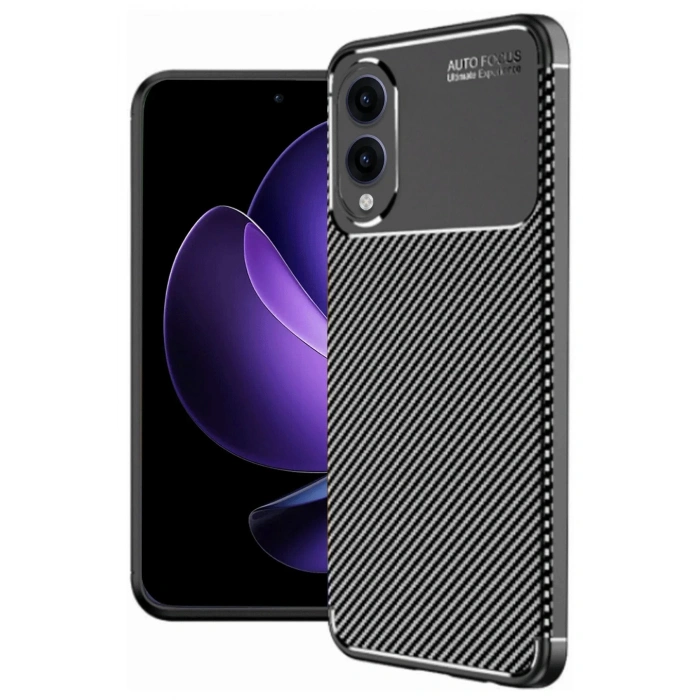 Newface Samsung Galaxy S25 Edge Kılıf Auto Focus Karbon Kapak - Siyah
