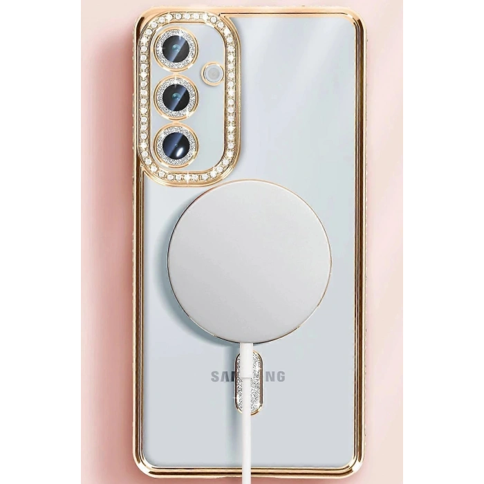 Newface Samsung Galaxy S25 Kılıf Joke Simli Magneticsafe Kılıf - Derin Mor