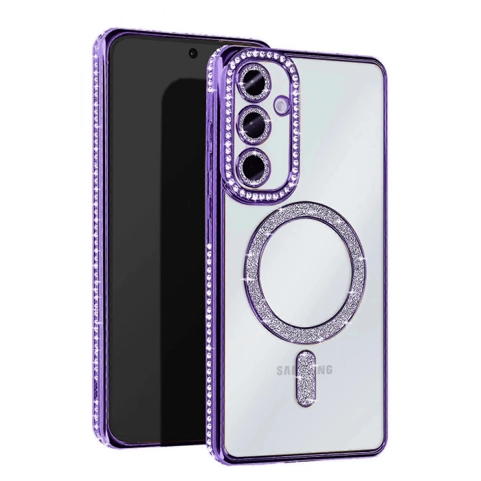 Newface Samsung Galaxy S25 Plus Kılıf Joke Simli Magneticsafe Kılıf - Derin Mor