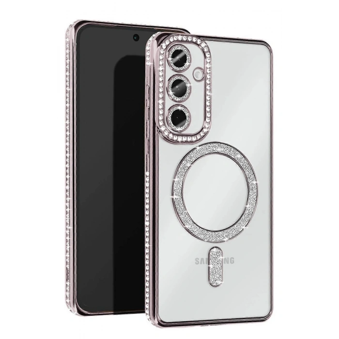 Newface Samsung Galaxy S25 Plus Kılıf Joke Simli Magneticsafe Kılıf - Gümüş