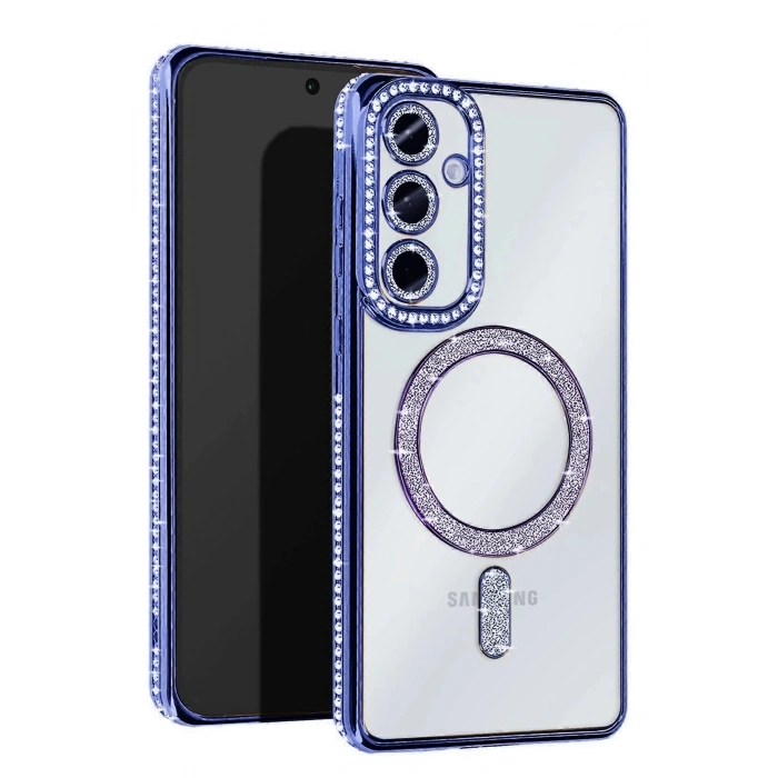 Newface Samsung Galaxy S25 Plus Kılıf Joke Simli Magneticsafe Kılıf - Mavi